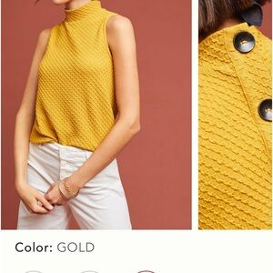 Anthropologie mustard than gold or yellow retro top